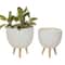 White Polystone Contemporary Planter Set